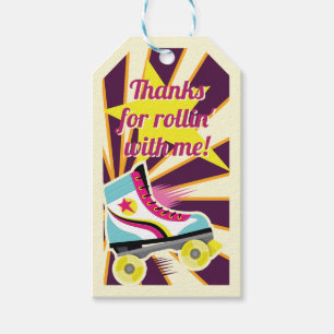 Retro Roller Skate Party Pink & Purple 70's Gift Tags