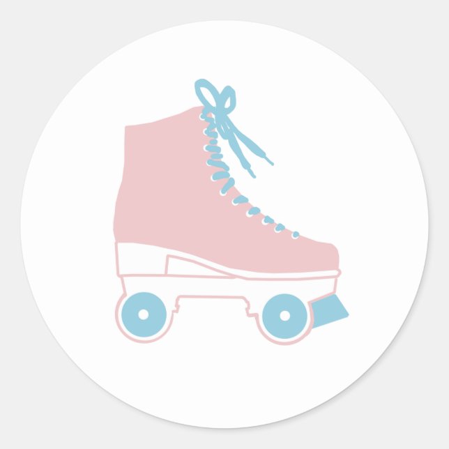 Retro Roller-skate Pink Blue Painting Stickers (Front)