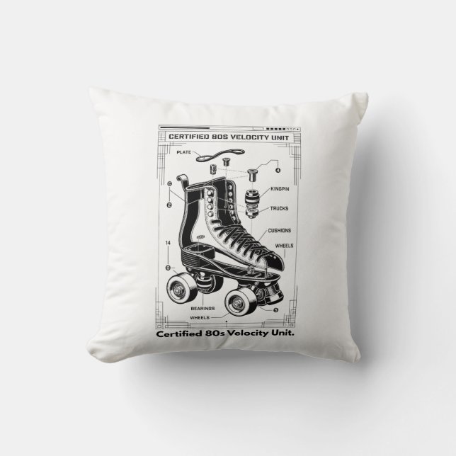Retro Roller Skate T-Shirt Cushion (Front)