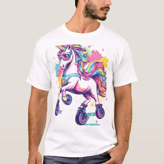 Retro Roller Skate Unicorn (1) T-Shirt (Front)