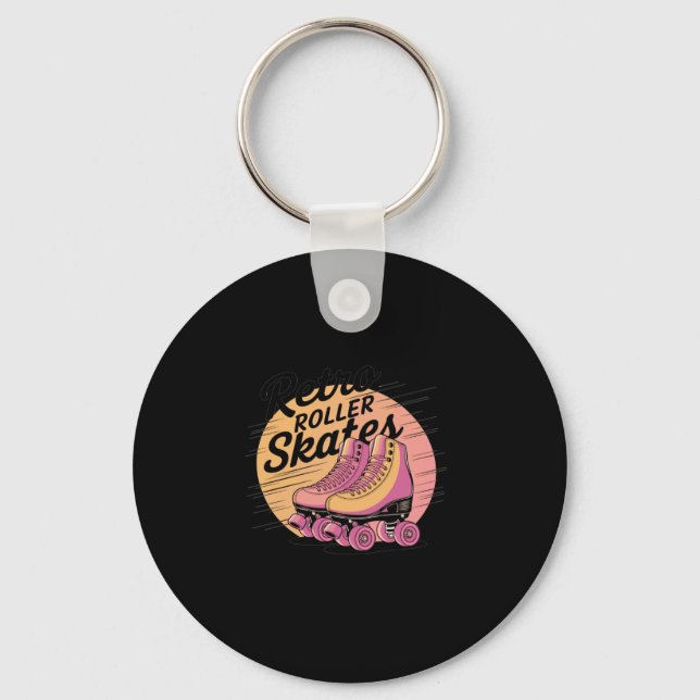 Retro Roller Skates - 80s Vibes Sticker1  Key Ring (Front)