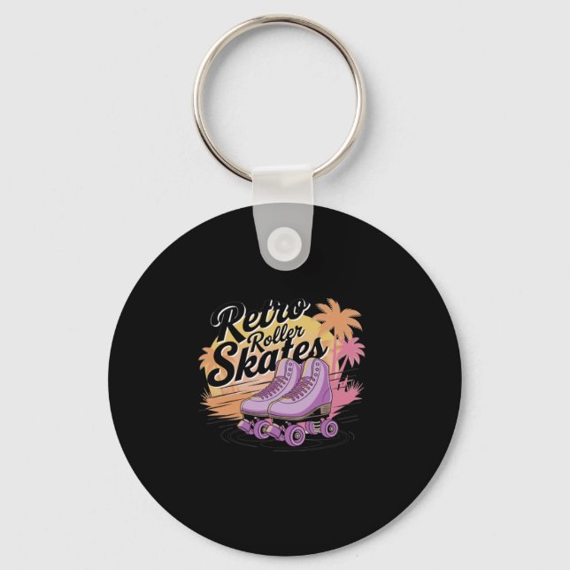 Retro Roller Skates - 80s Vibes Sticker8  Key Ring (Front)