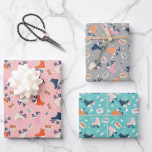 Retro Roller Skates & Cassette Tapes Wrapping Paper Sheet