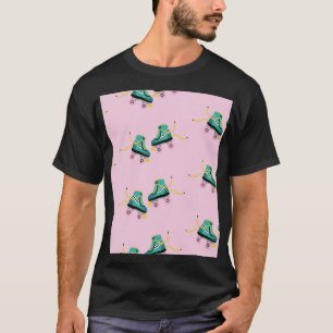Retro roller skates: pink pattern. T-Shirt
