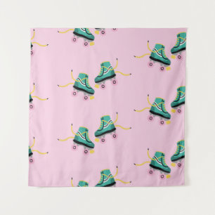 Retro roller skates: pink pattern. tapestry