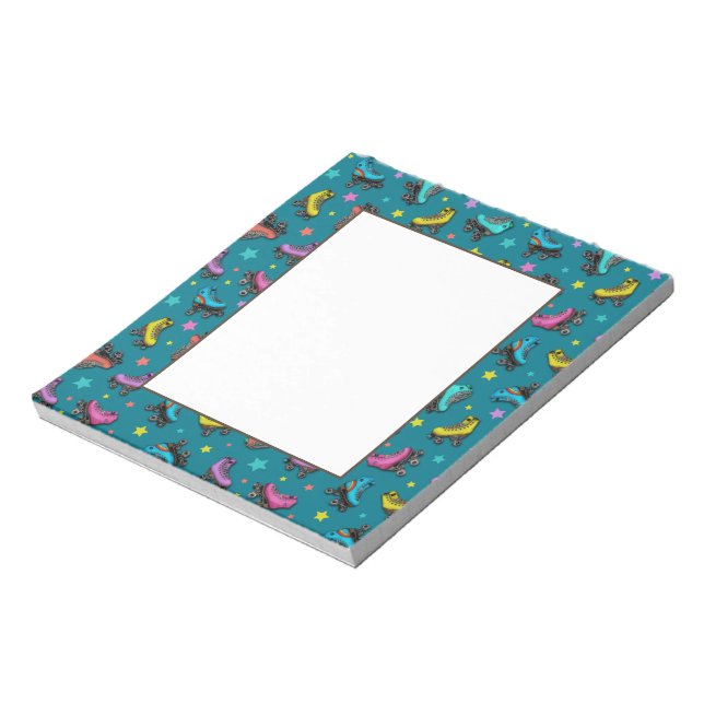 Retro Roller Skates & Stars Notepad (Rotated)