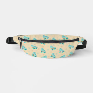 Retro Roller Skates Teal and Tan Patterned Bum Bags