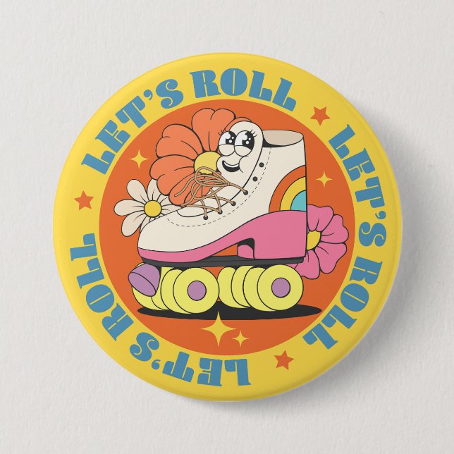 Retro Roller Skating  7.5 Cm Round Badge (Front)