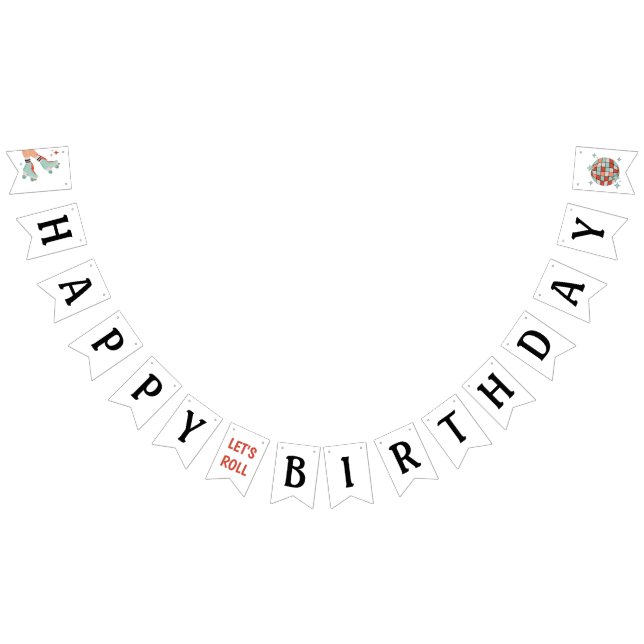 Retro Roller Skating Birthday bunting banner (All)
