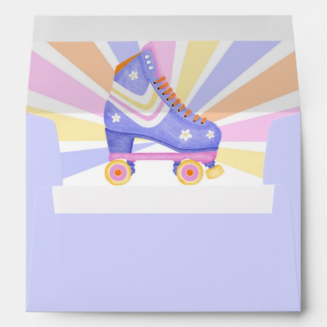Retro Roller Skating Birthday Party Envelope (Back (Bottom))
