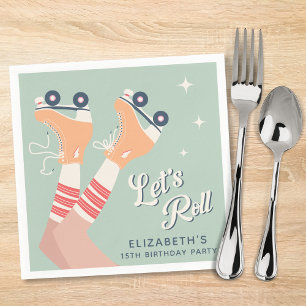 Retro Roller Skating Birthday Party Napkin