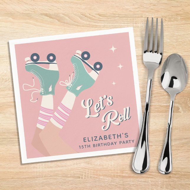 Retro Roller Skating Birthday Party Napkin (Creator Uploaded)
