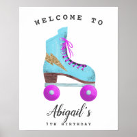Retro Roller Skating Birthday Party Welcome Sign