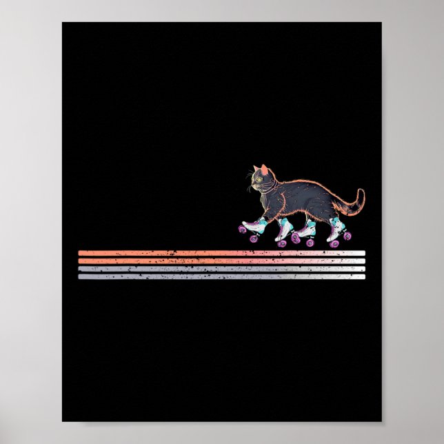 Retro Roller Skating Cats Der Kamala Harris For Pr Poster (Front)
