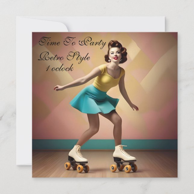 Retro Roller Skating, Retro Party Invitations (Front)