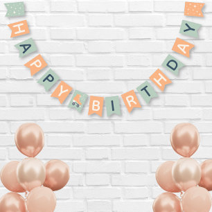 Retro Roller Skating Sage Green Birthday Party Bunting