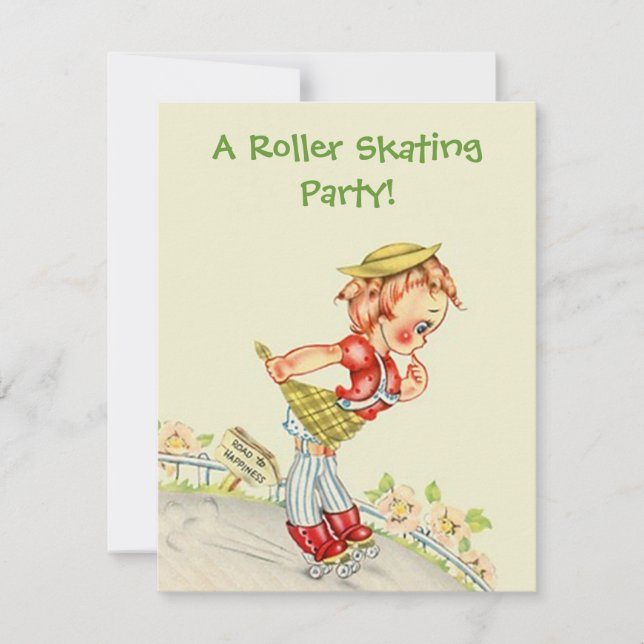 Retro Roller Skating Skater skate Party Invitation (Front)