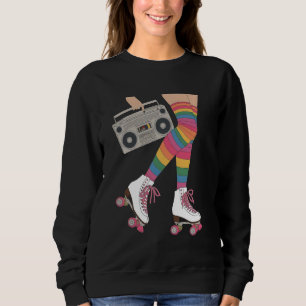 Retro Roller Skating Vibes- Rainbow Pink Skater Wo Sweatshirt