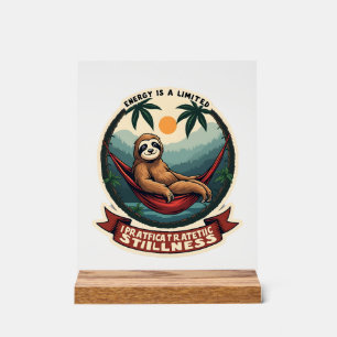 Retro Roller Sloth Vintage Skating Vector Art Acrylic Sign