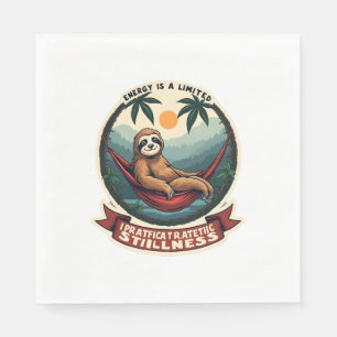Retro Roller Sloth Vintage Skating Vector Art Napkin