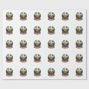 Retro Roller Sloth Vintage Skating Vector Art Wrapping Paper