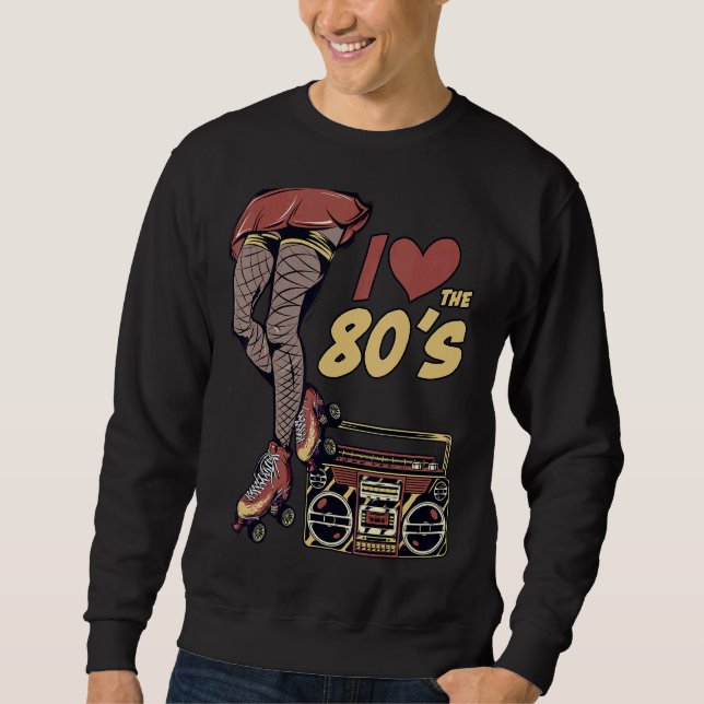 Retro Rollerskates  80's Roller Disco Skating Girl Sweatshirt (Front)