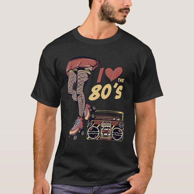 Retro Rollerskates Funny 80'S Roller Disco Skating T-Shirt (Front)