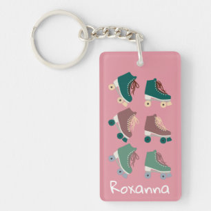 Retro Rollerskates Green Pink CUSTOM Key Ring