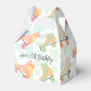 Retro Rollerskating Birthday Skates Stars Pattern Favour Box