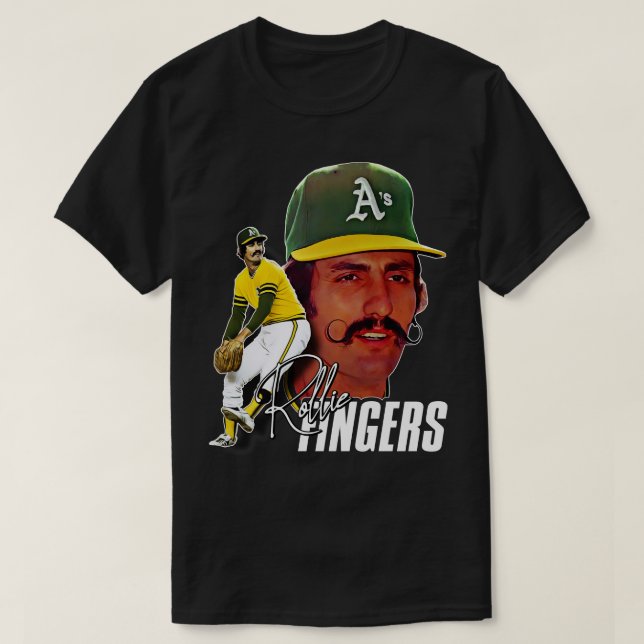 Retro Rollie Fingers Handlebar Tribute T-Shirt (Design Front)