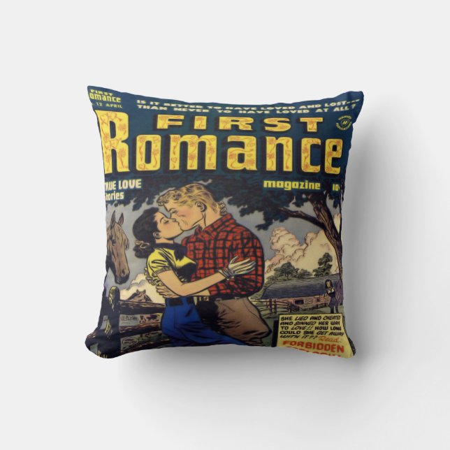 Retro Romance Comic Book Decorative Throw Pillows (Front)