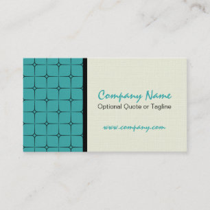 Retro Romance Patterned Business Card, Teal Card
