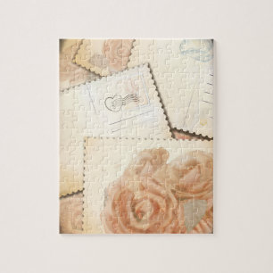 Retro romantic background, puzzle