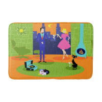 Retro Romantic Evening Couple Bath Mat