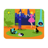 Retro Romantic Evening Couple Flexible Magnet