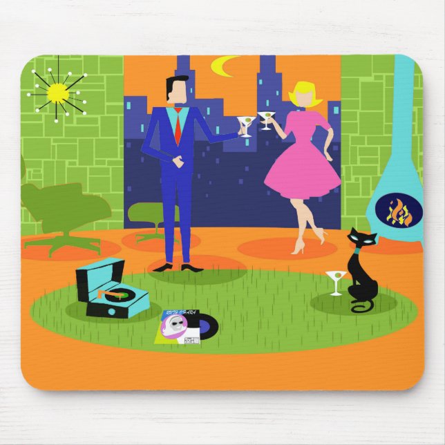 Retro Romantic Evening Couple Mousepad (Front)