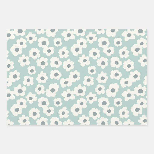 Retro romantic floral seamless pattern wrapping paper sheet (Front)