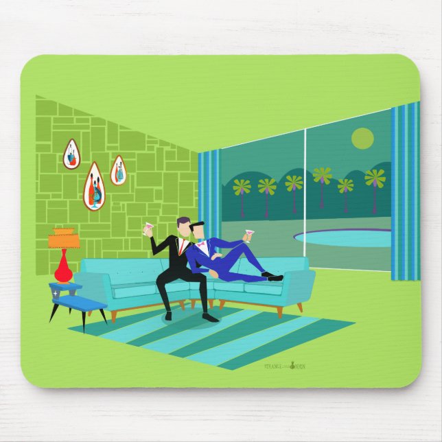 Retro Romantic Gay Couple Mousepad (Front)