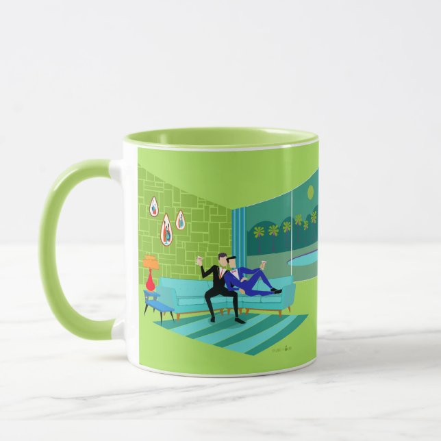 Retro Romantic Gay Couple Mug (Left)