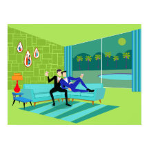 Retro Romantic Gay Couple Poster