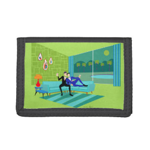 Retro Romantic Gay Couple Trifold Wallet