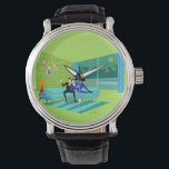 Retro Romantic Gay Couple Watch<br><div class="desc">This Retro Romantic Gay Couple eWatch design is simply fabulous! The 1960s style, minimalist art design features an attractive couple enjoying a romantic evening. They are snuggled up on their beautiful, modern turquoise sectional, in their Palm Springs home. The sophisticated, lime green room prominently features a sloped green stone wall, on...</div>