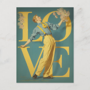 Retro Romantic LOVE  Postcard