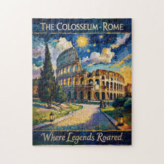 Retro Rome Italy Colosseum Travel Van Gogh Vibrant Jigsaw Puzzle