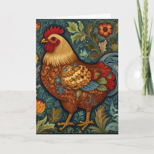 Retro rooster boho chic country chicken  card