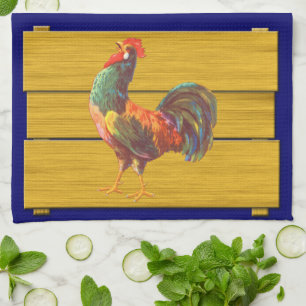 Retro Rooster Crate Art Kitchen Towel