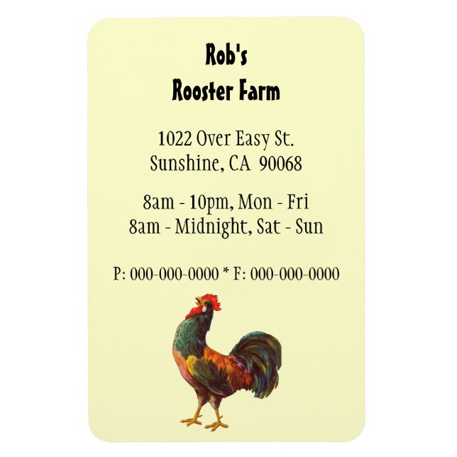 Retro Rooster Custom Advertising Magnet (Vertical)