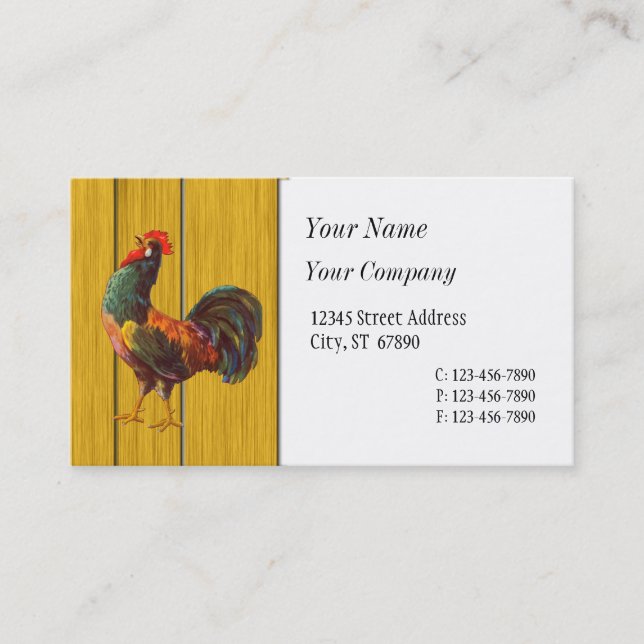 Retro Rooster Custom Business Cards (Front)