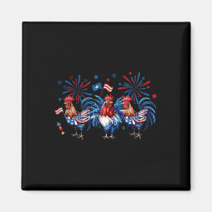 Retro Rooster Patriotic Usa Chickens Farm Animal 4 Magnet