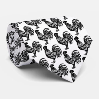 Retro Rooster Silhouette Farm Tie